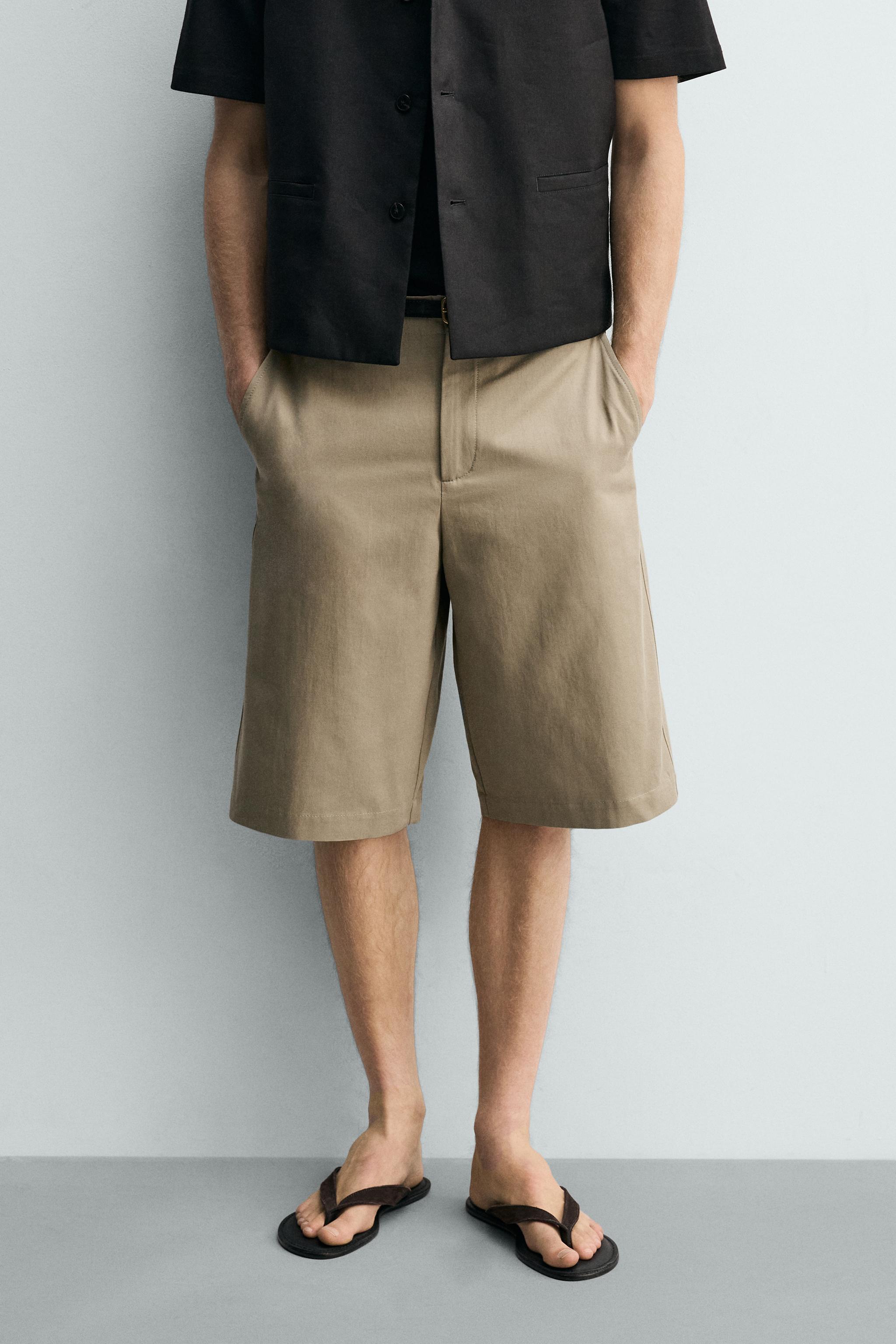 RELAXED FIT COTTON-LINEN SHORTS